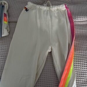 Aviator Nation Kids Cream Joggers with Multicolor Stripes
